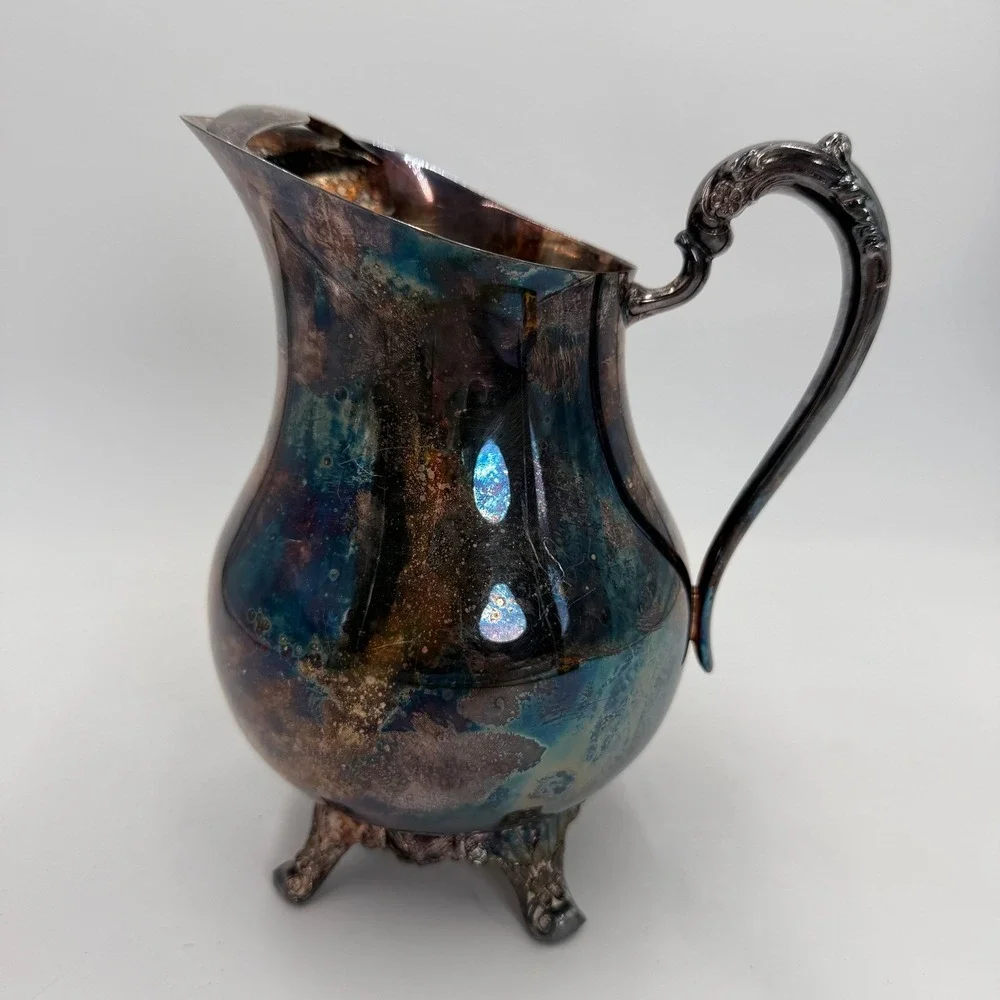 Vintage 1883 FB Rogers Silver Co. Silver Plated Footed Lipped Water Pitcher 3707
